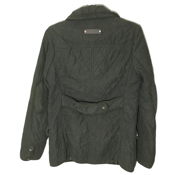 Hunter Women's Classic Quilted Front Button Jacket Size 4 Green Long Sleeve - Picture 2 of 8